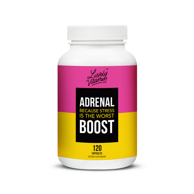Lively Vitamin Co. Adrenal Boost - Immune Support - Stress - Anxiety - Mental Clarity - Memory - Focus - Nervousness - Rest - Sleep - Black Maca - Rhodiola - Ginseng - Vegetarian Capsules