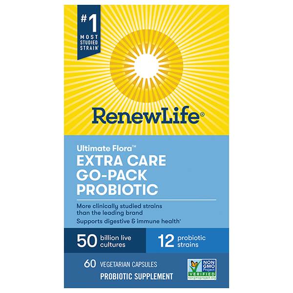 Renew Life Ultimate Flora Extra Care Probiotic 50 Billion - 60 Veggie Caps | Go Pack