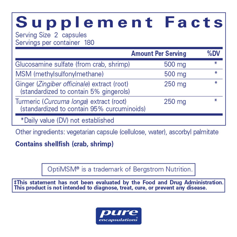 Pure Encapsulations Glucosamine/MSM w-Joint Comfort Herbs -- 180 Capsules