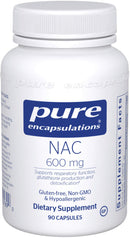 Pure Encapsulations - NAC 600 mg - Amino Acids to Support Respiratory Function, Glutathione Production, and Detoxification* - 90 Capsules