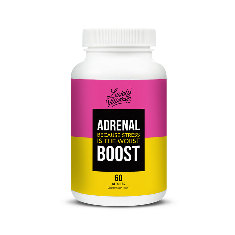 Lively Vitamin Co. Adrenal Boost - Immune Support - Stress - Anxiety - Mental Clarity - Memory - Focus - Nervousness - Rest - Sleep - Black Maca - Rhodiola - Ginseng - Vegetarian Capsules