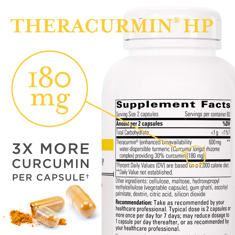 Integrative Therapeutics - Theracurmin HP - Turmeric, Curcumin Supplement - 27x More Bioavailable - High Absorption Turmeric* - Vegan - 60 Capsules