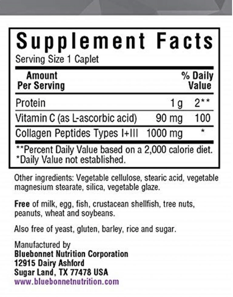 Bluebonnet Beautiful Ally Collagen 1000mg Type I & III -- 90 Caplets