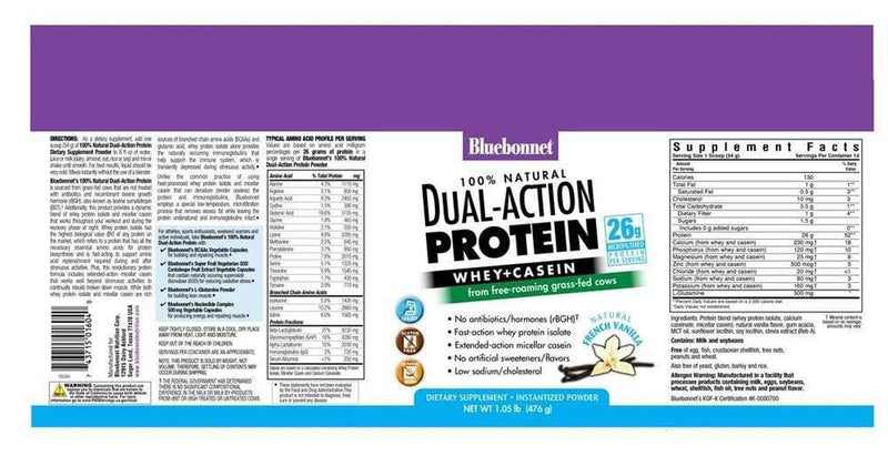 Bluebonnet Dual-Action Protein French Vanilla -- 1.05 lbs