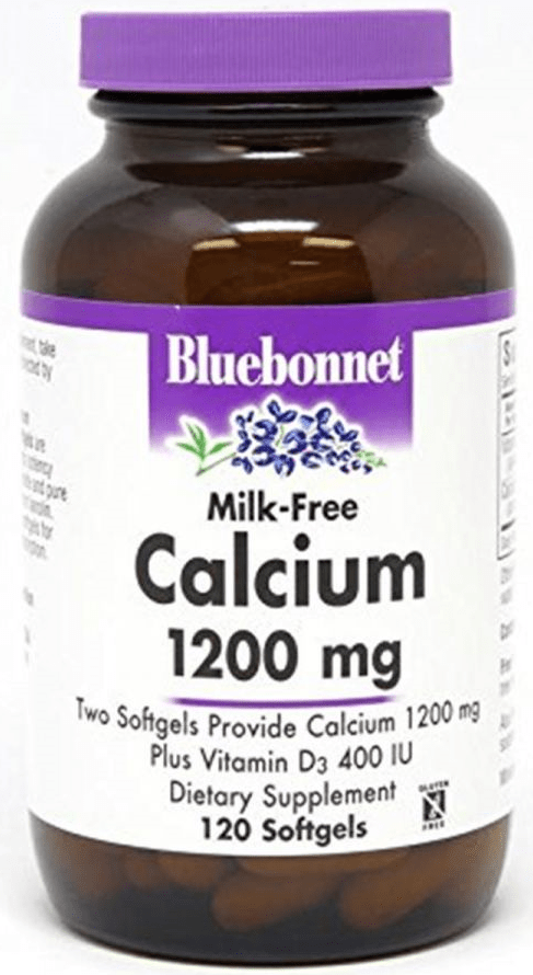 Bluebonnet Milk-Free Calcium 1,200 mg Plus Vitamin D3 400 IU -- 120 Softgels