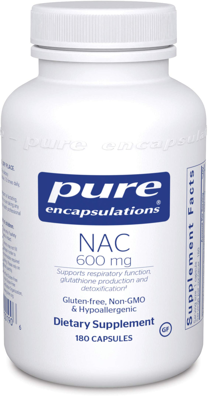 Pure Encapsulations - NAC 600 mg - Amino Acids to Support Respiratory Function, Glutathione Production, and Detoxification* - 180 Capsules