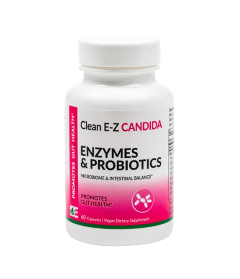 Dynamic Enzymes Clean E-Z Candida - 60 Vegan Capsules - Enzymes & Probiotics for Microbiome Balance - Promotes Digestion, Nutrient Absorption and Gut Health