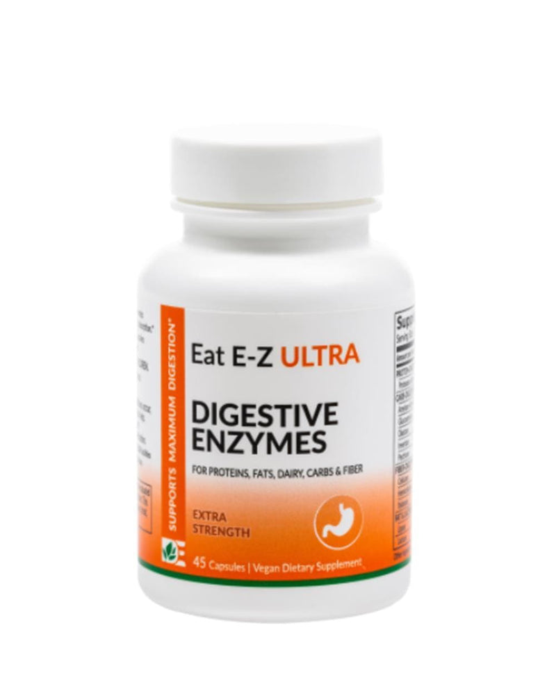Dynamic Enzymes Eat E-Z Ultra - 45 Vegan Capsules - Extra Strength Complete Digestive Enzyme Supplement - Anti-Bloating - Gut Health