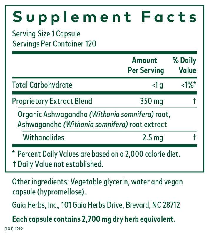 Gaia Herbs Ashwagandha -- 120 Capsules