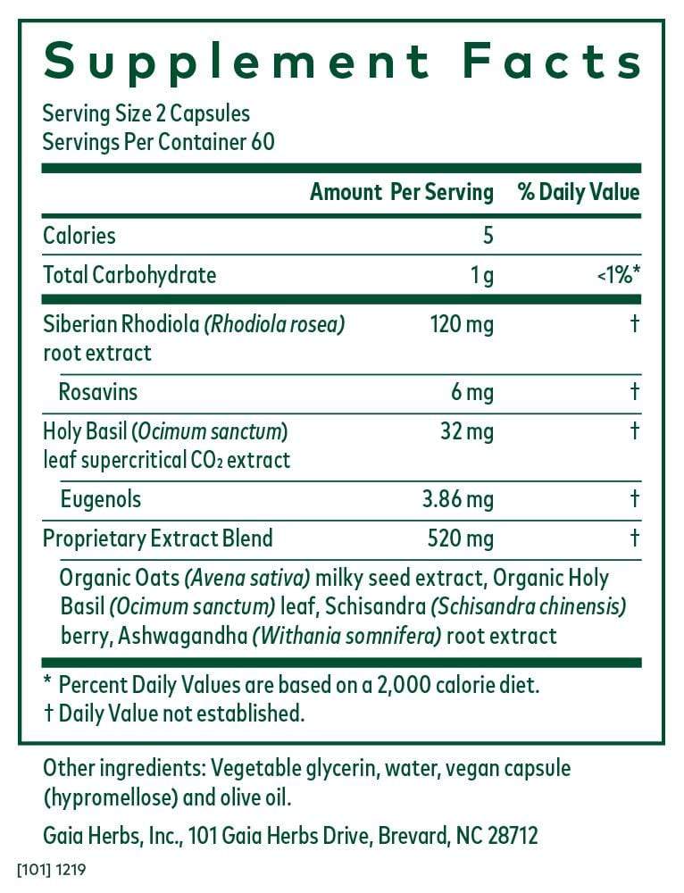 Gaia Herbs HPA Axis: Daytime Maintenance -- 120 Capsules