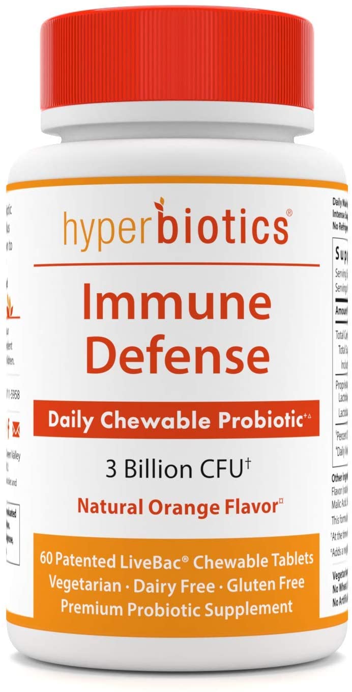 Hyperbiotics Immune Defense - Daily Chewable Probiotic - 60 Chewable Tablets - Immune Health