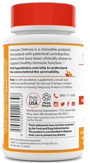 Hyperbiotics Immune Defense - Daily Chewable Probiotic - 60 Chewable Tablets - Immune Health
