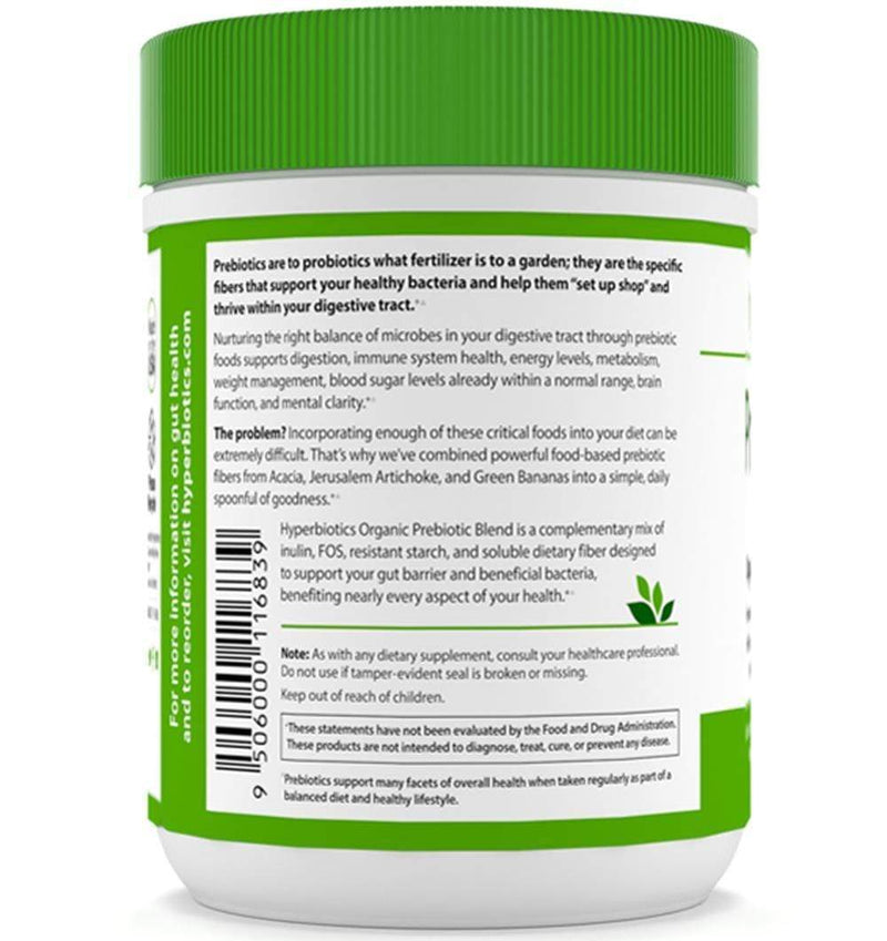 Hyperbiotics Prebiotic Organic Proprietary Blend Powder 375 grams-- 54 Servings