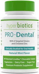 Hyperbiotics Pro-Dental - Natural Mint Flavor -- 90 Chewables