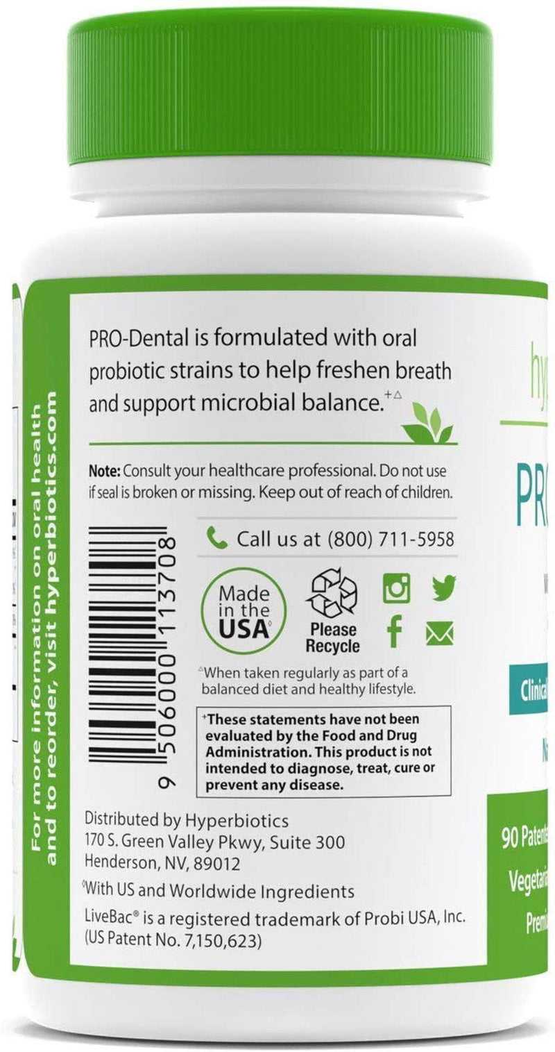Hyperbiotics Pro-Dental - Natural Mint Flavor -- 90 Chewables