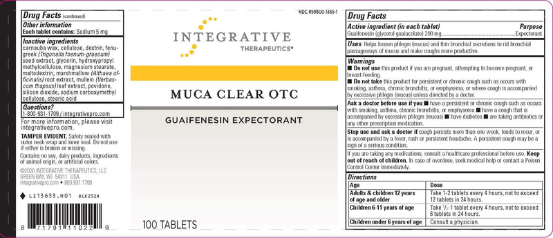 Integrative Therapeutics Muca Clear OTC -- 100 Tablets