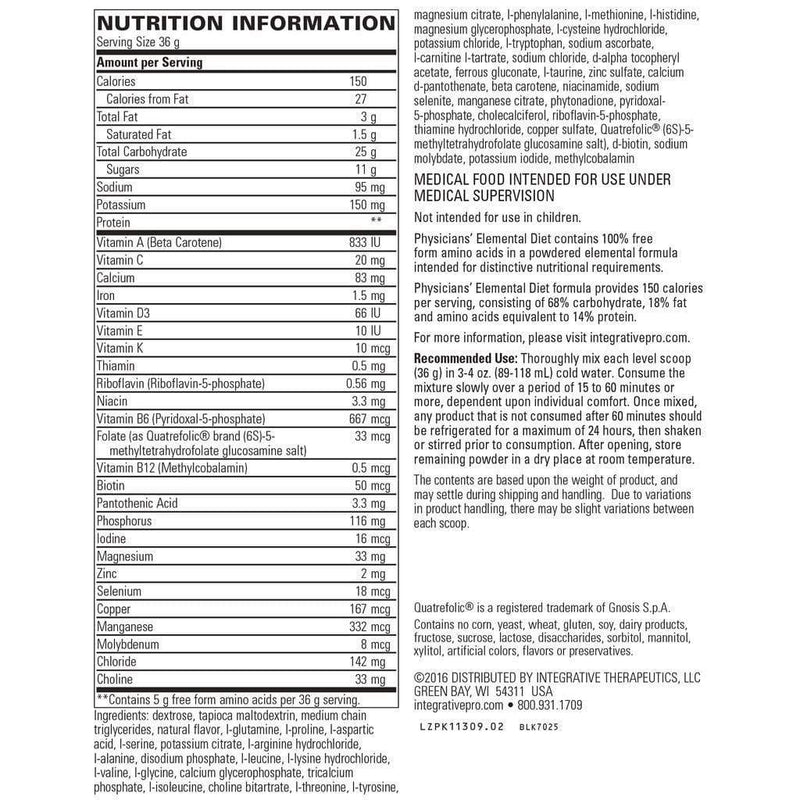 Integrative Therapeutics Physicians' Elemental Diet -- 432 grams