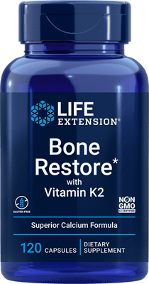 Life Extension Bone Restore & Vitamin K2 -- 120 Capsules