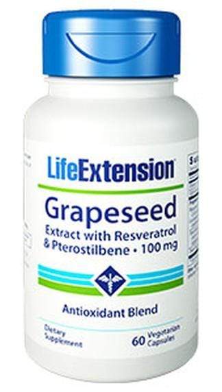 Life Extension Grapeseed Extract with Resveratrol & Pterostilbene 100 mg -- 60 Vegetarian Capsules