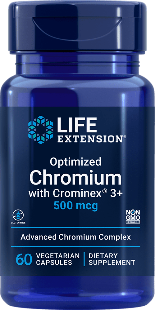 Life Extension Optimized Chromium w-Crominex 3+ 500 mcg -- 60 Vegetarian Capsules 1 Pack