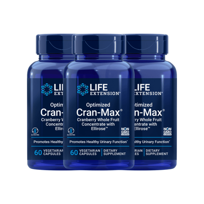 Life Extension Optimized Cran-Max w-Ellirose -- 60 Vegetarian Capsules 3 Pack