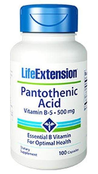 Life Extension Pantothenic Acid (Vitamin B5) 500 mg --100 Caps