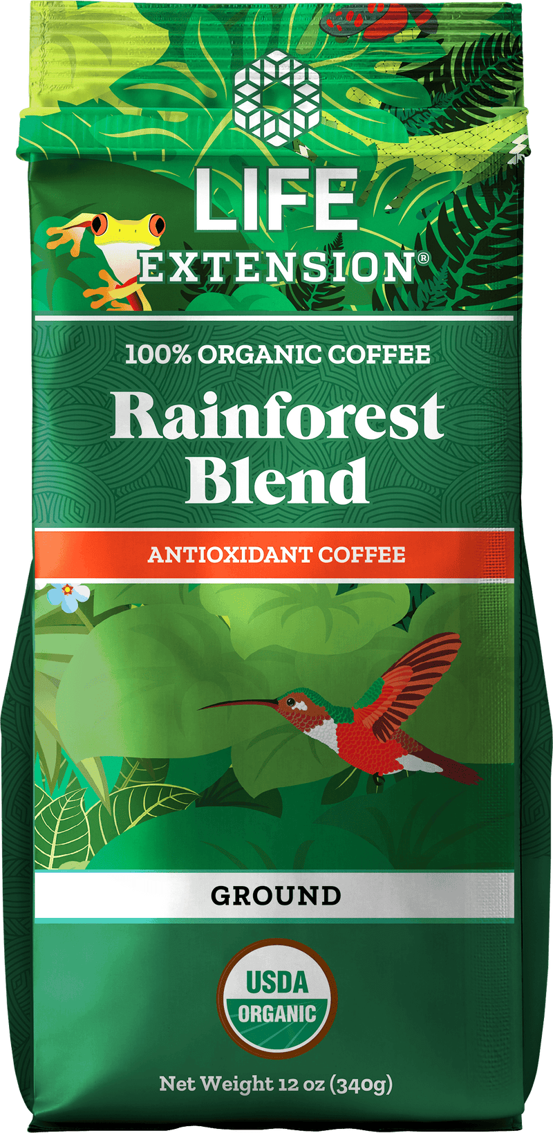 Life Extension Rainforest Blend Decaf Ground Coffee -- 12 oz Ground