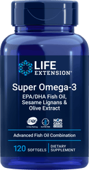 Life Extension Super Omega-3 EPA-DHA w-Sesame Ligans & Olive Extract -- 120 Softgels
