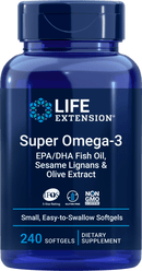 Life Extension Super Omega-3 EPA-DHA w-Sesame Ligans & Olive Extract -- 60 Softgels 240 Softgels