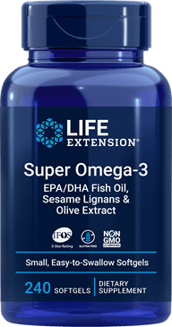 Life Extension Super Omega-3 EPA-DHA w-Sesame Ligans & Olive Extract Exteric Coated -- 60 Softgels 240 Softgels