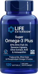 Life Extension Super Omega-3 Plus EPA-DHA With Sesame Lignans, Olive Extract, Krill and Astaxanthin, 120 Count