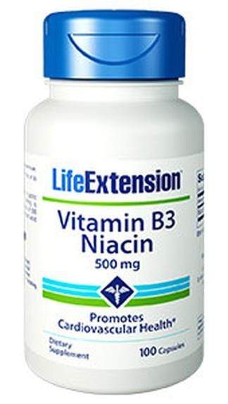 Life Extension Vitamin B3 Niacin (500 mg) -- 100 Capsules