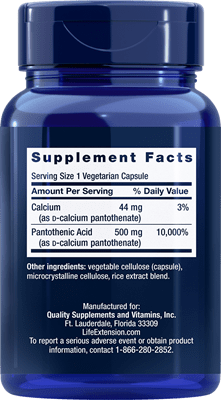 Life Extension Vitamin B5 -- 100 Capsules