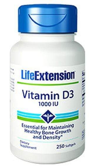 Life Extension Vitamin D3 (1,000 IU) -- 250 Softgels