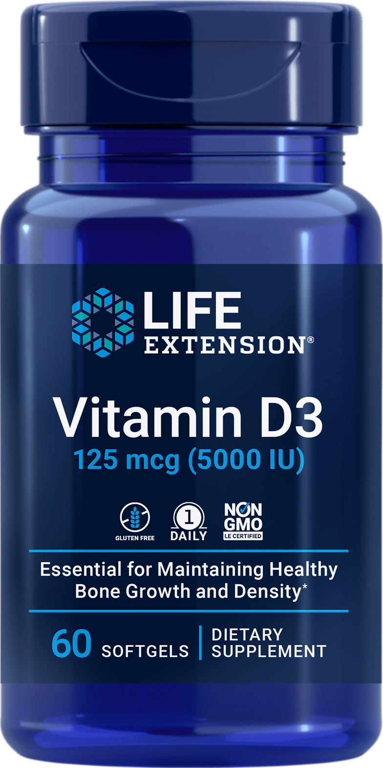 Life Extension Vitamin D3 125mcg -- 60 Capsules