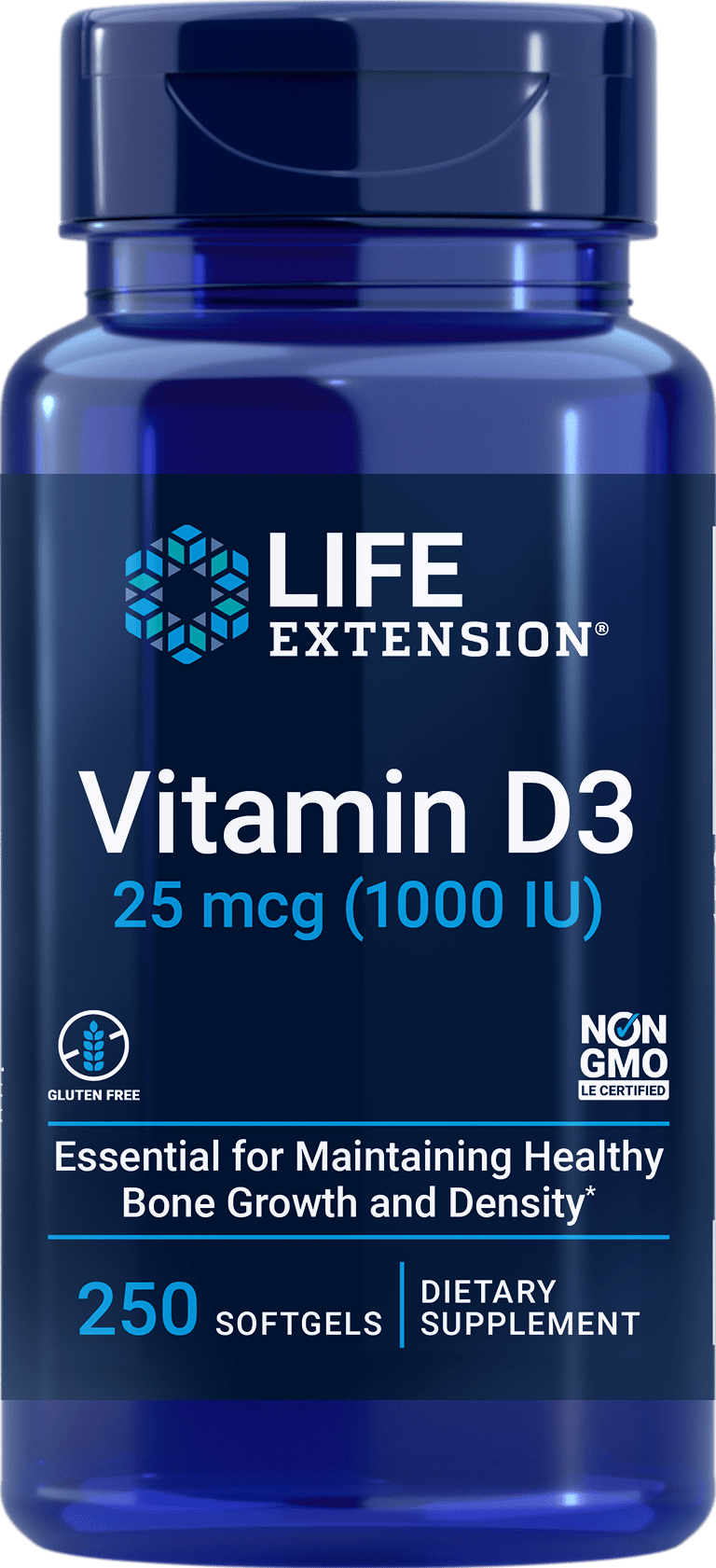 Life Extension Vitamin D3 -- 90 Softgels 250 Softgels