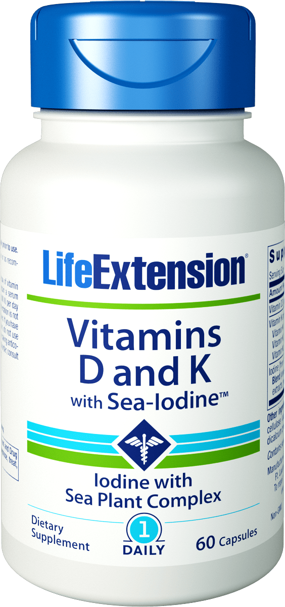 Life Extension Vitamins D and K with Sea-Iodineâ„¢ -- 60 Capsules