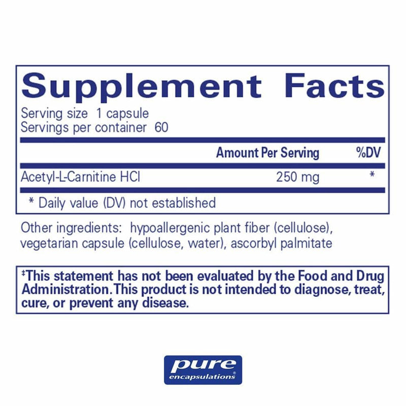 Pure Encapsulations Acetyl-l-Carnitine 250 mg -- 60 Capsules