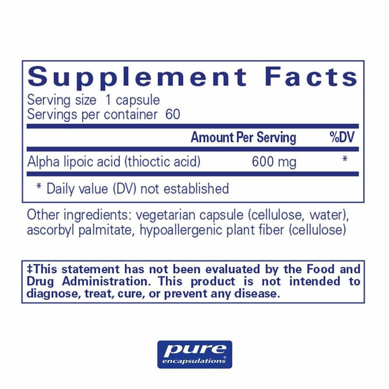 Pure Encapsulations Alpha Lipoic Acid 600 mg -- 60 Capsules