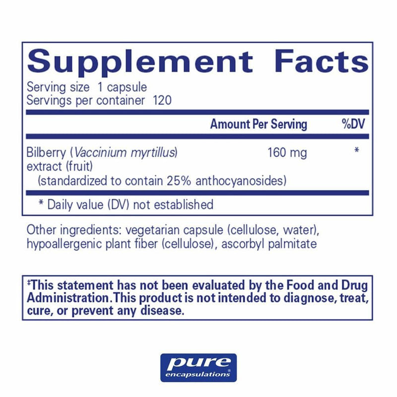 Pure Encapsulations Bilberry 1-- 60 mg -- 120 Capsules