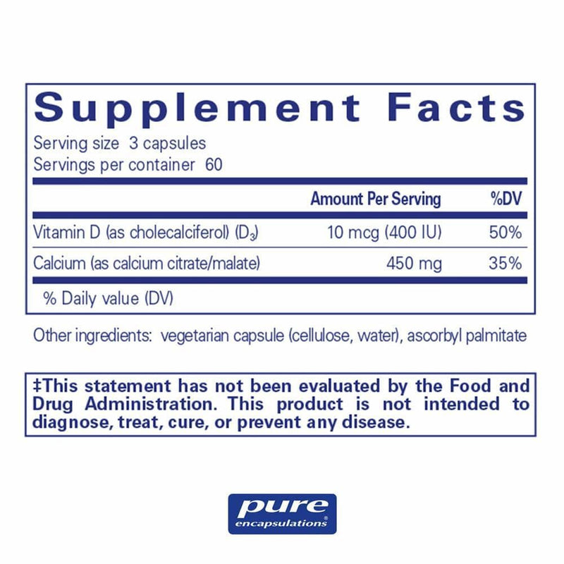 Pure Encapsulations Calcium with Vitamin D3 -- 180 Capsules
