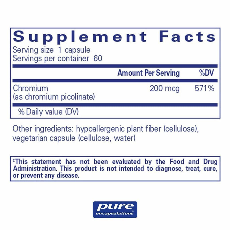 Pure Encapsulations Chromium (picolinate) 200 mcg -- 60 Capsules