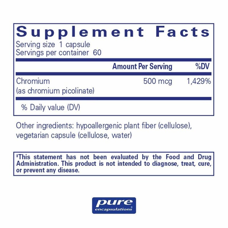 Pure Encapsulations Chromium (picolinate) 500 mcg -- 60 Capsules