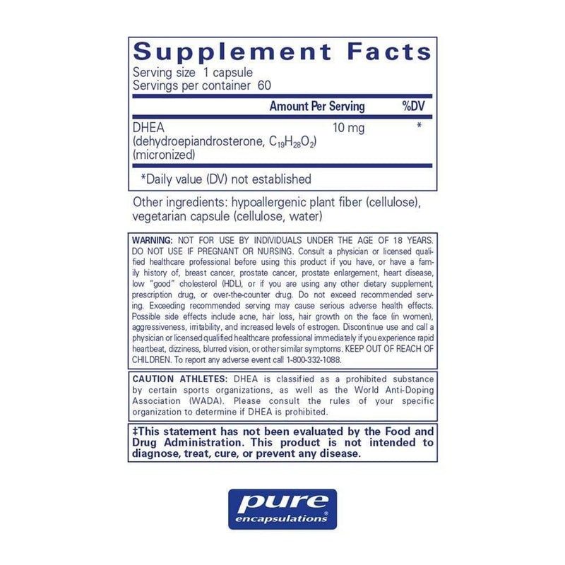 Pure Encapsulations DHEA 10 mg -- 60 Capsules