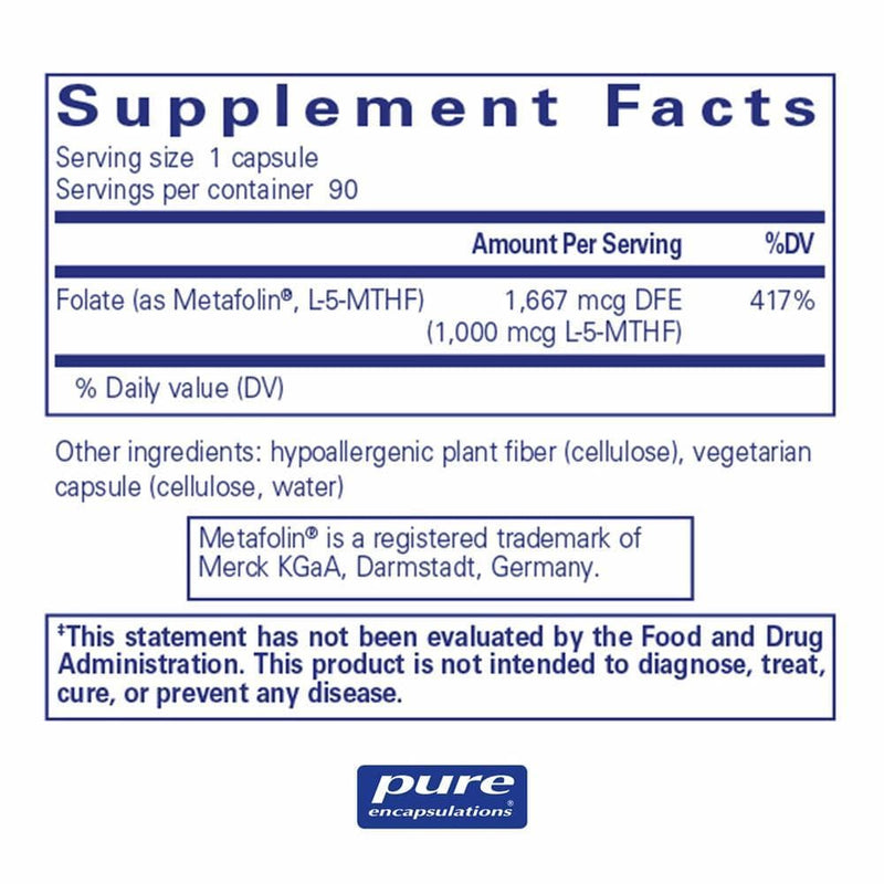 Pure Encapsulations Folate 1000Â  -- 90 Capsules