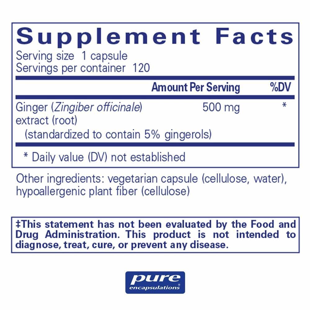 Pure Encapsulations Ginger Extract -- 120 Capsules