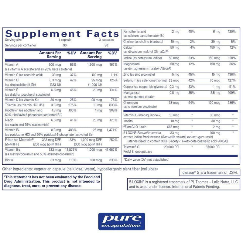 Pure Encapsulations GlutenAssure Multivitamin -- 90 Capsules