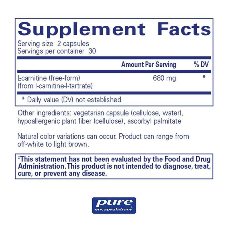 Pure Encapsulations l-Carnitine -- 60 Capsules