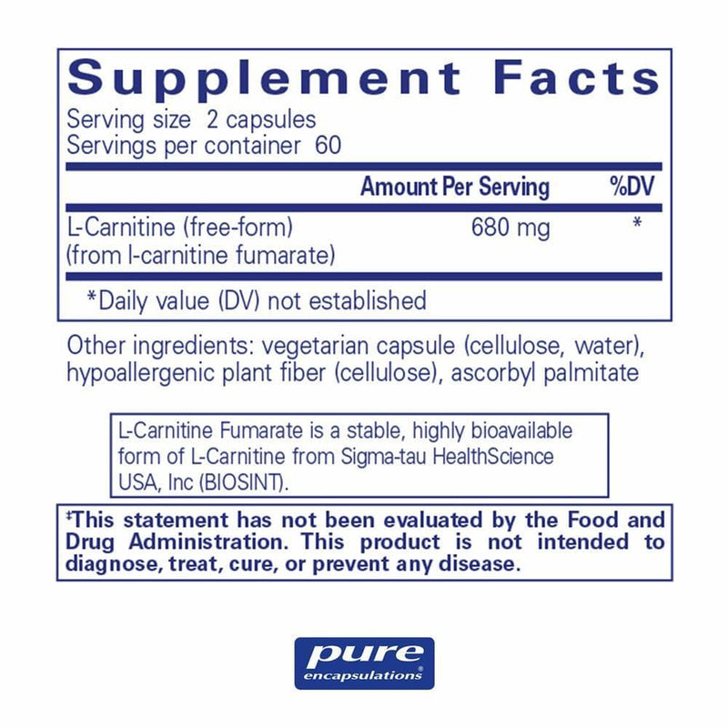 Pure Encapsulations l-Carnitine fumarate -- 120 Capsules