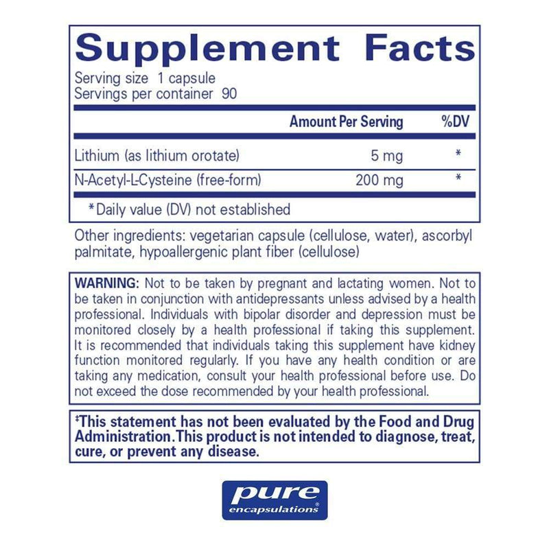 Pure Encapsulations Lithium (orotate) 5 mg -- 90 Capsules